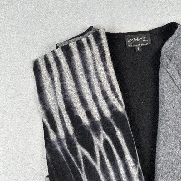 Herzenburg Hand Painted Original Vest Women’s Small Gray Wool Open Front Art - Picture 6 of 16